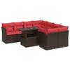 VidaXL Garden Lounge Set with Cushions 9pcs Brown Wicker Acacia, Outdoor Sofa Set, Garden Furniture, 3326135