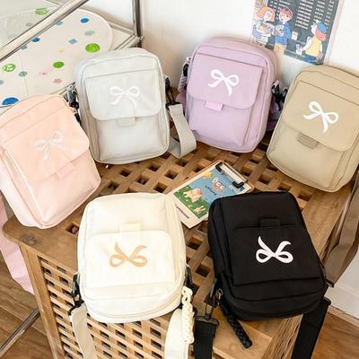 Bow Fashi Shoulder Bag Adjustable Strap Trendy Mini Crossbody Bag Solid Color Daily Messenger Bag Purses and Handbags 2026 New