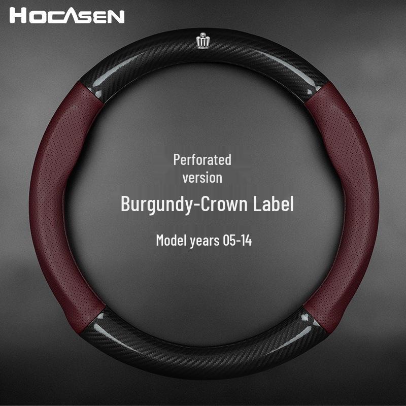 Genuine Leather Carbon Fiber Steering Wheel Cover for Toyota Prado, Camry, Reiz, Highlander, and Crown