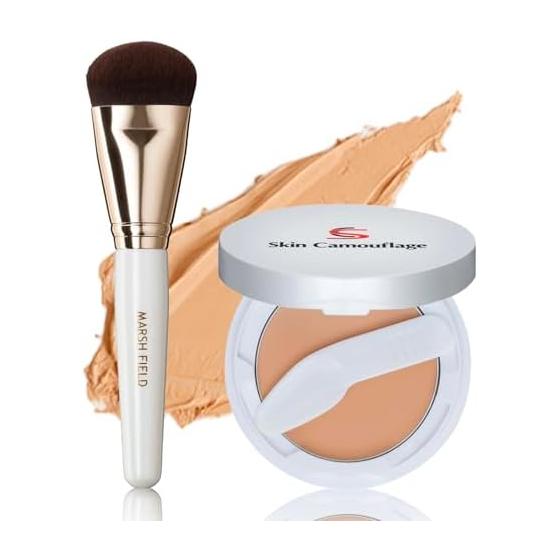 [Cover Make Starter Set] Marshfield SC Cream Foundation S (Refill Case) & Three-Way Foundation Brush (12)