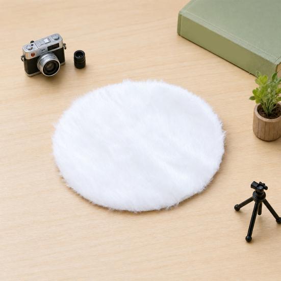 Mini Ev Kilim, 1:12 Ölçekli Minyatür Peluş Yuvarlak Halı, Döşeme Aksesuarları için Küçük Bebek Evi Zemin Matı, Mikro Peyzaj Dekorasyonu