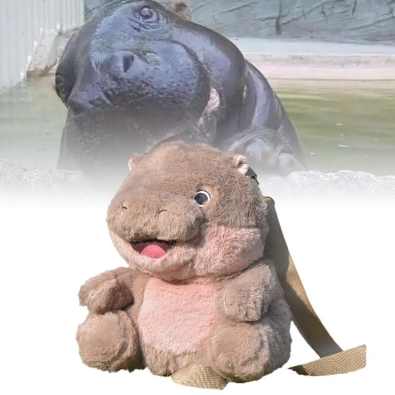 Adorable Plush Hippopotamus Backpack With Soft Pp Cotton Fill And Big Smiling Face