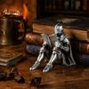 Handcrafted Desktop Display Medieval Knight Book Nook Statue, 3D Printed Armored Reading Bookend Figurine, Art Retro Gothic Bookshelf Ornament