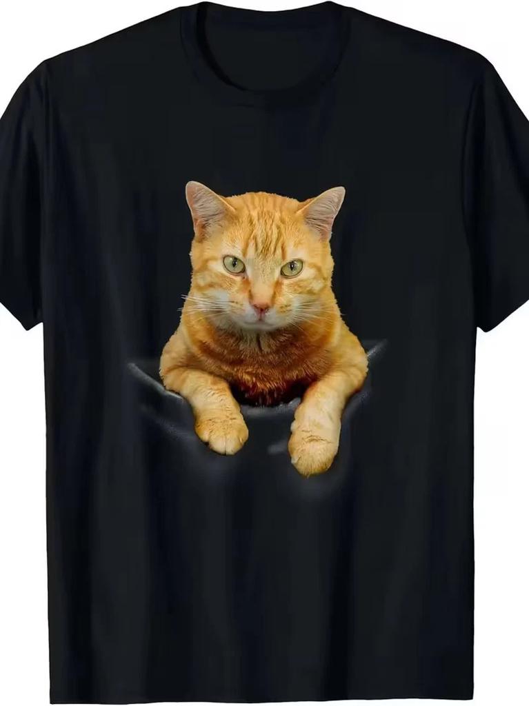 Taschenkatze T-Shirt Aus 100% Baumwolle 180G