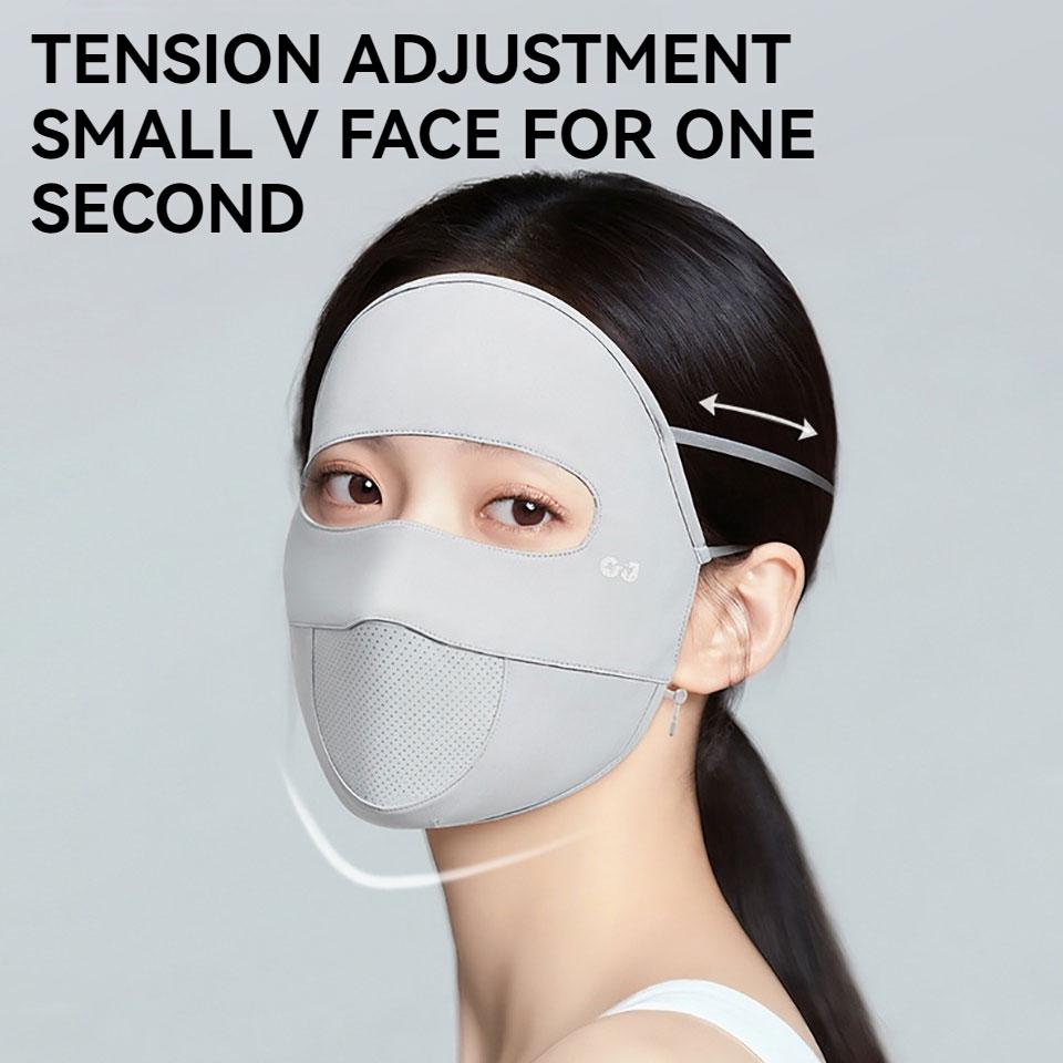 Gobygo 1Pcs Full Face Sunscreen Mask Breathable Uv Protection Ice Silk Cool Feeling Veil Outdoor Forehead Eye Protection Unisex