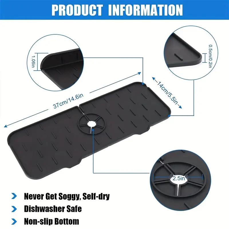 Faucet Absorbent Mat Silicon Kitchen Sink Splash Guard Drain Pad Water Splash Catcher Mats Countertom Countertop Protect Gadgets