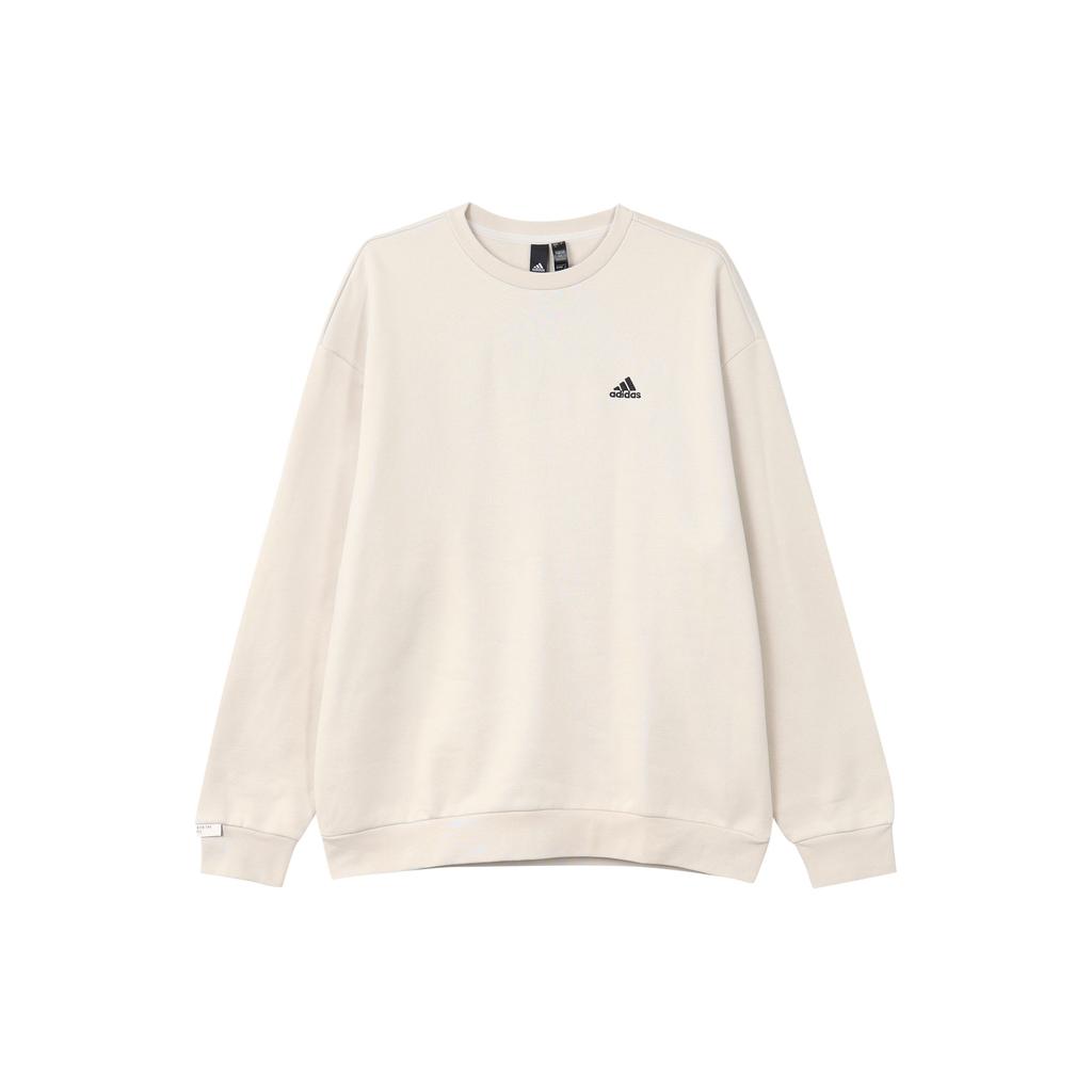 Adidas Round Neck Logo Print Long Sleeve Sweatshirt Unisex Tops Adobe-Brown IV7598