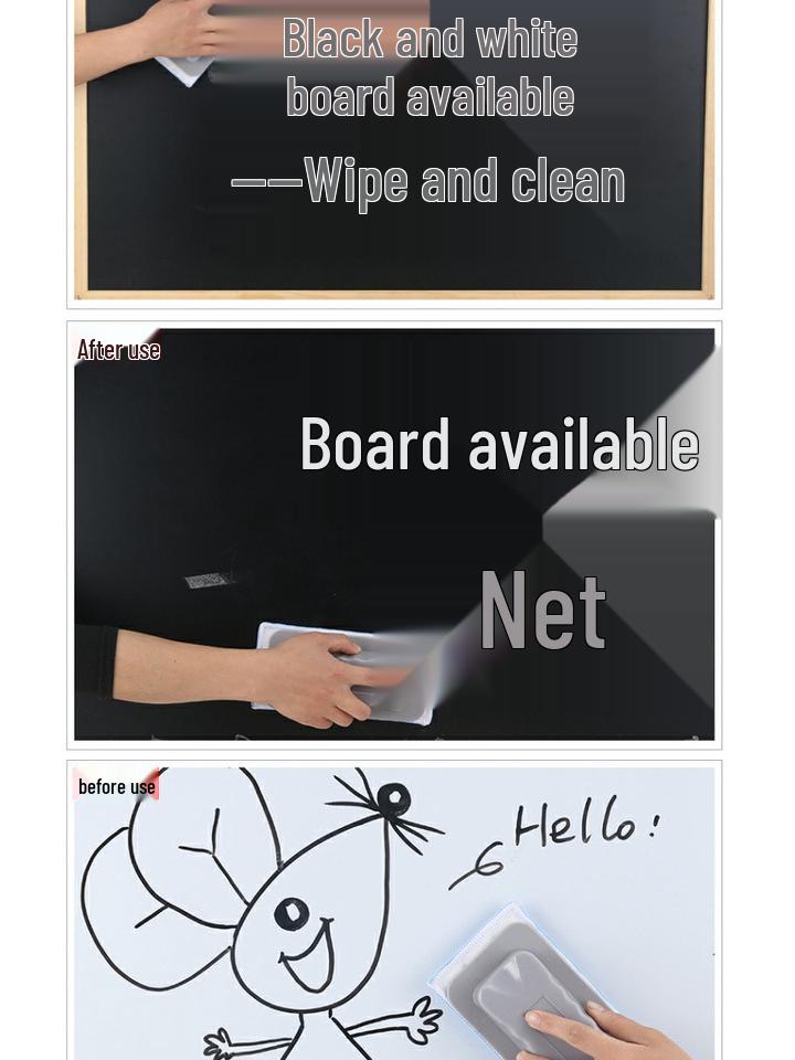 Dual-Use Dust-Free Chalk & Whiteboard Eraser with Washable Cloth