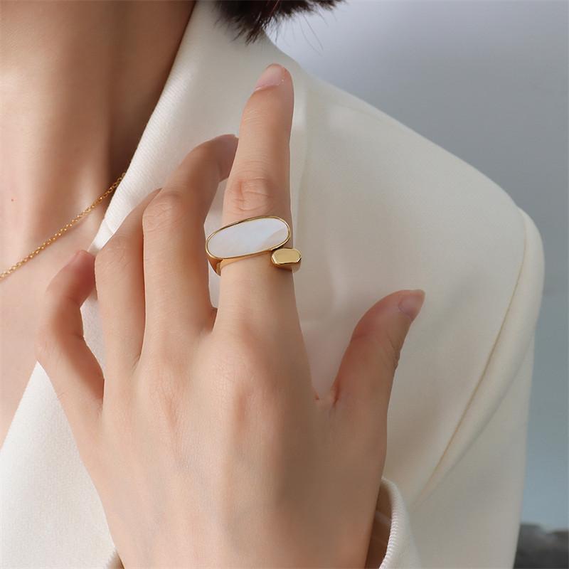 Fashion Cute Shell Irregular Rings For Women Girls Elegant Temperamental Gold Color Zircon Open Adjustable Ring Jewelry