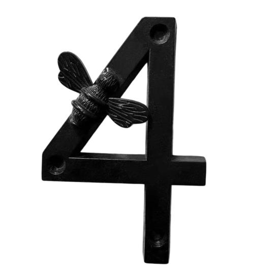 Bee House Number for Outside, Weather-proof Alloy Floating Address Numbers, Metal Number Sign for Door, Mailbox, Wall, Yard