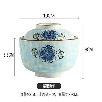 Kitchen Supplies, Ceramic Bowls, Hand-painted Blue and White Porcelain Soup Bowls, Steamed Egg Bowls with Lids, Tableware