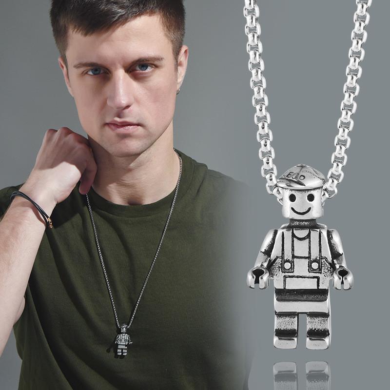 Steel Unique Titanium Robot Pendant Necklace Ideal For Couples And Hip Enthusiasts Hop