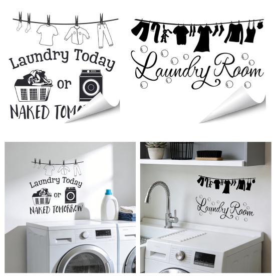 Laundry Room Wall Decals Funny Quotes PVC Wall Stickers Removable Peel And Stick DIY Wall Art Sign for Laundry Room Laundromat Decor