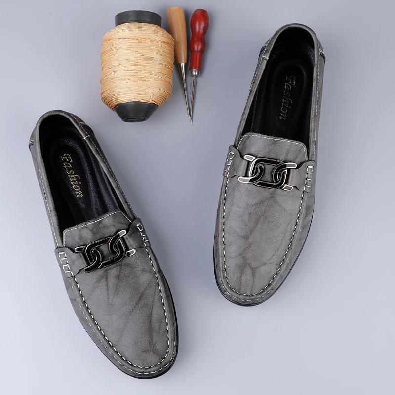 New Men's Business Shoes Italian Style Penny Loafers For Men Handmade Leather Moccasins Driving Shoes Non-Slip Slip On Flats