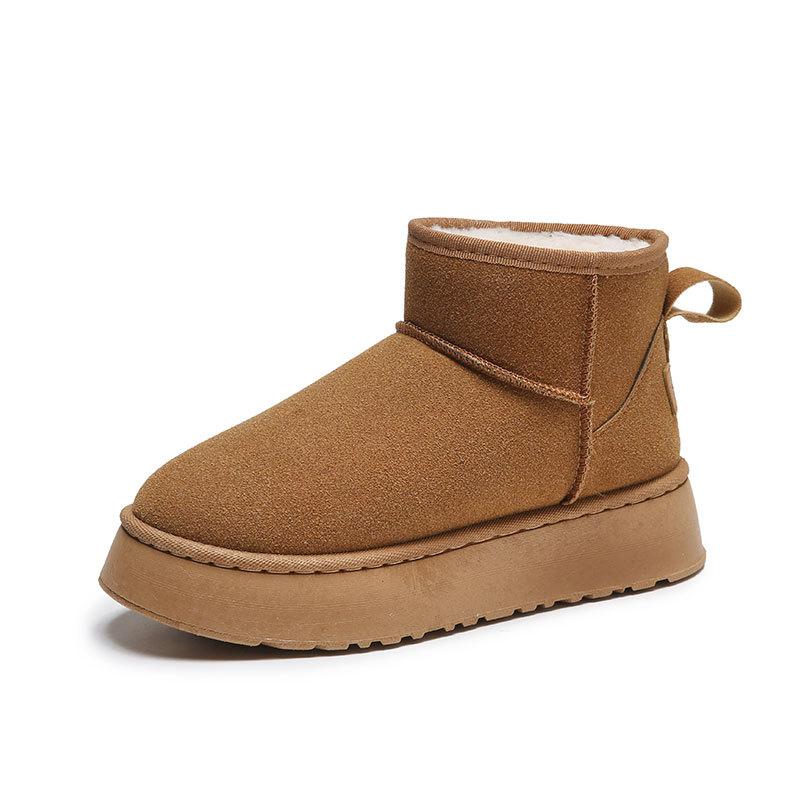 thick-soled snow boots women's winter velvet thickened warm cotton shoes 2025 new one-pedal bread shoes snow cotton