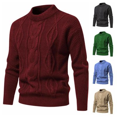 Autumn and Winter Sweater American Retro Men's Knitted Sweater European Size Casual Crew Neck Bottoming Shirt Men's Coat