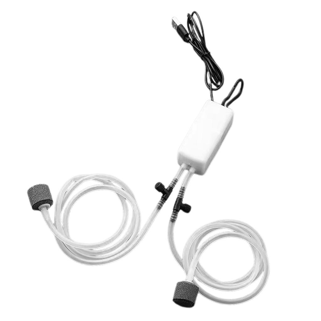 Pompa Ossigeno USB per Pesci Portatile Silenziosa Doppia Uscita Pompa Ossigeno per Pesca Acquario Domestico
