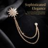 Star Lapel Pin Brooch with Tassel Chain, Rhinestone Embellished for Men's Suits, Alloy