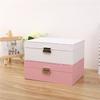 Double-Layer Large-Capacity Jewelry Storage Box with Lock - Wooden PU Leather Design