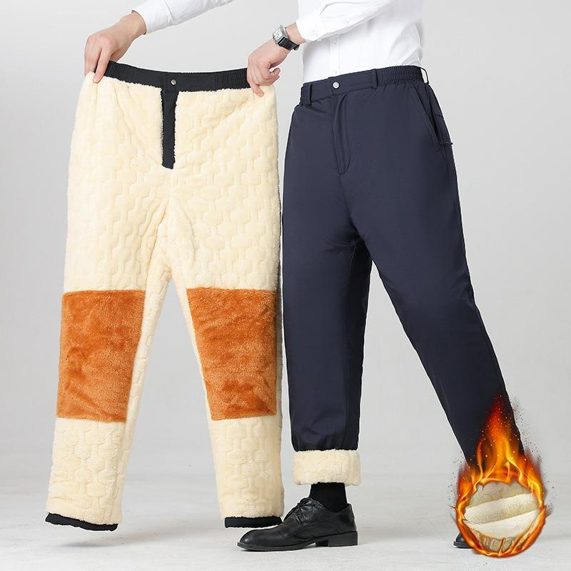 

Мужские брюки с плюшевой подкладкой, Мужские брюки, Зимние утепленные больших размеров на резинке, Хлопковые брюки из овечьей шерсти S синий