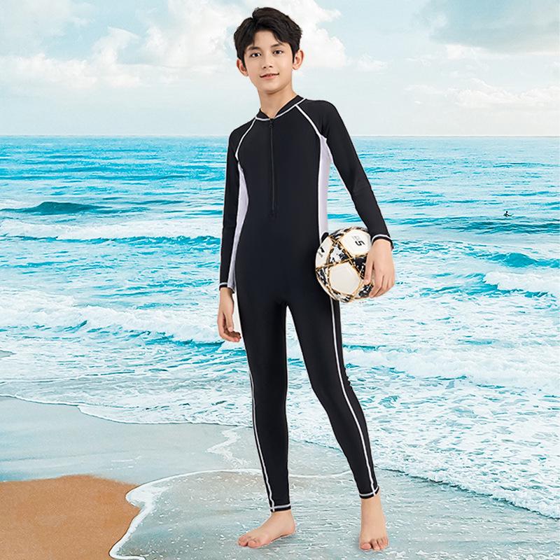 

2025 Мальчиковый Средний/Большой Быстросохнущий Купальник с Длинным Рукавом для Защиты от Солнца - Профессиональный Цельный Набор для Дайвинга 16# (60-70 lbs)