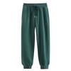 Retro Dark Green Winter Fleece-Lined Casual Slimming Sweatpants
