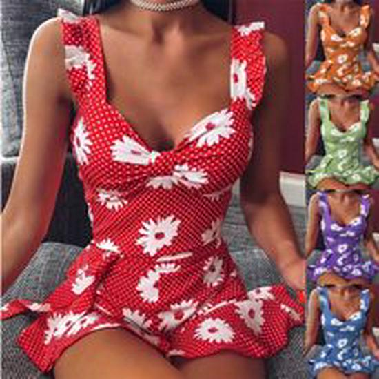 2024 European & American Summer Slim-Fit Strapless Bohemian Mid-Length Vintage Print Dress Set