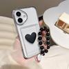 For iPhone 15 Pro Max 16 Plus 14 Protection Heart Love Texture Bracelet Protector Mobile Phone Case Card Slot Plastic Cover