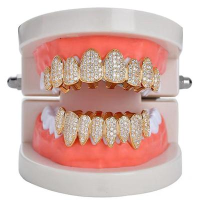 European & American Hip Hop Irregular Zirconia Grillz for Upper & Lower Teeth