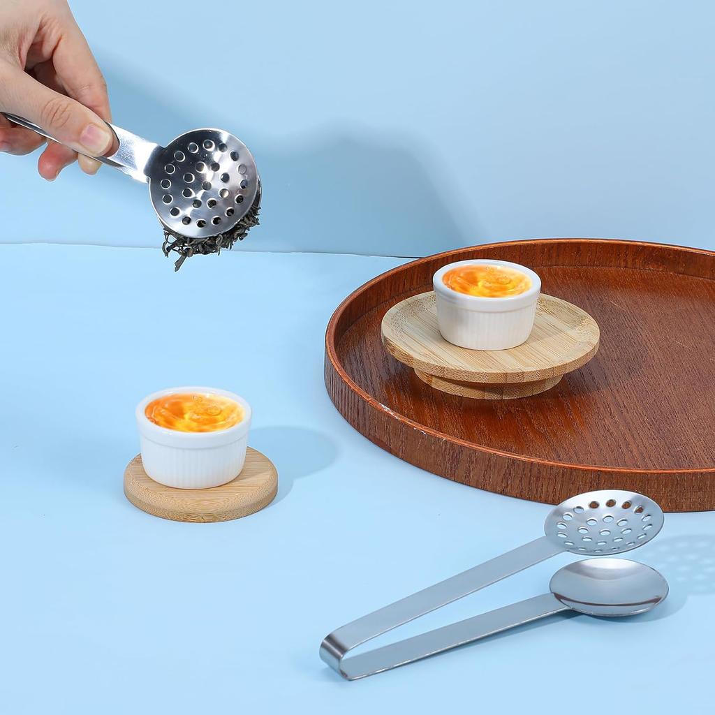2 Pcs Tea Bag Squeezer Tongs,Round Bag Squeezer,Stainless Steel Tea Bags Press,6 Inch Teas Bags Strainer Clips or Sugar Ice Cube for Kitchen Bar