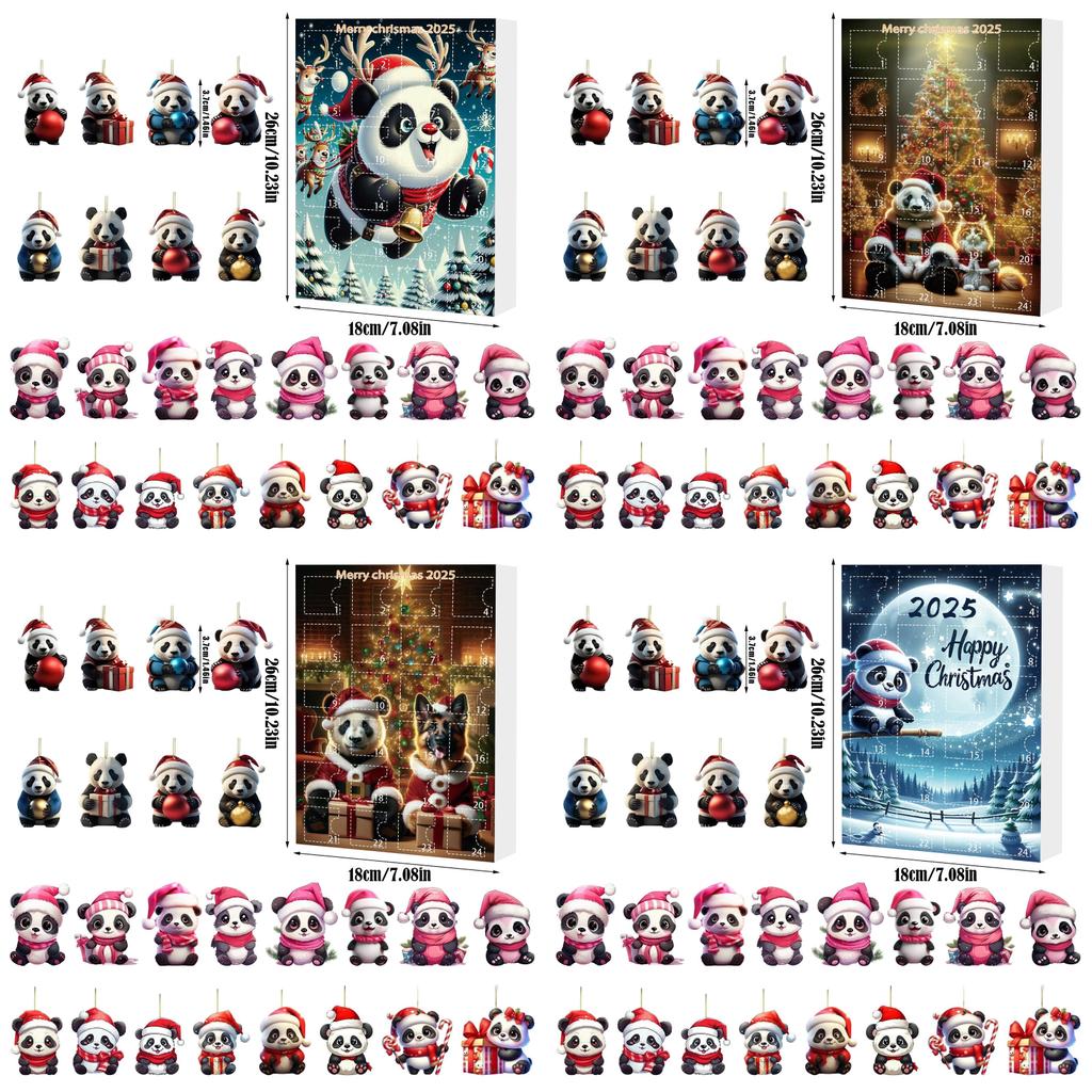 Christmas Panda Countdown Calendar With Acrylic Components And Festive Collectible Items