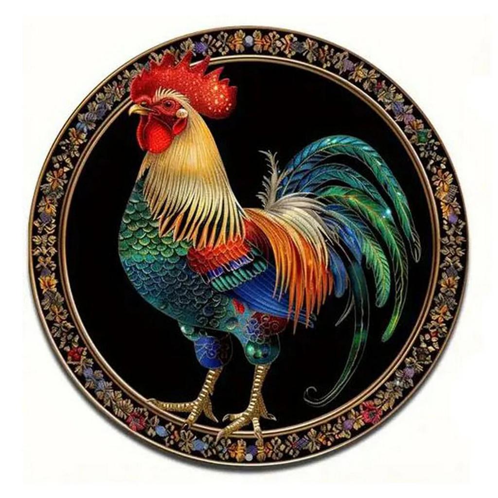 High Definition Metal Tin Sign Set Colorful Rooster Themed Round Wall Art Decor for Farmhouse Kitchen and Country Style Home Dec