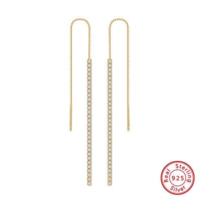 Schmuck S925 Sterling Silber Ohrringe Drähte Damen Zirkonia Ohrringe