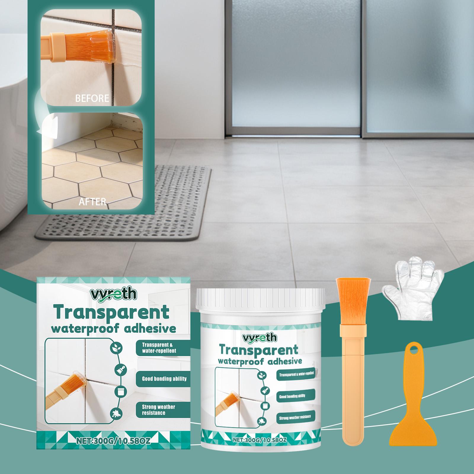 Vyreth Transparent Waterproof Adhesive - Strong Bonding Sealer for Tile/Glass/Wall, Weather Resistant Sealant 300g 1 set