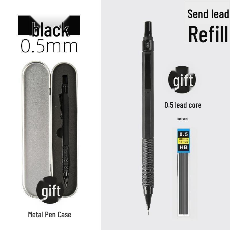 Professional Metal Mechanical Pencil, 0.5/0.7mm, Low Center Gravity, Weighted Feel, Continuous Lead Feed for Drawing & Painting.