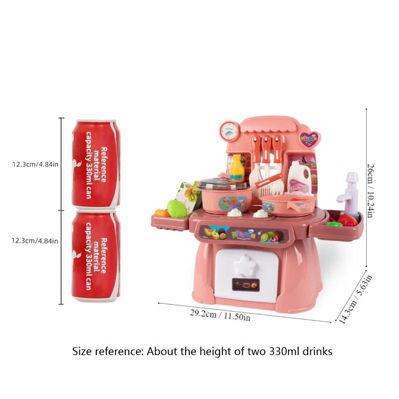 Set Cucina Giocattolo per Giochi di Ruolo con Suoni, Luci, Fornelli, Lavello e Cibo Giocattolo - Mini Cucina Giocattolo
