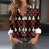 Women's Shirt Blouse Christmas Print Button Long Sleeve Casual Basic Shirt Collar Regular Top