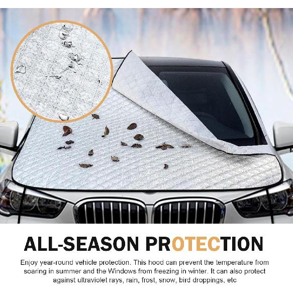 UGSHY Car Half Car Cover Sunshade, Windshield Hood Front Window All-Season Protection Waterproof Dustproof Frostproof Car Cloth, Outdoor Foldable