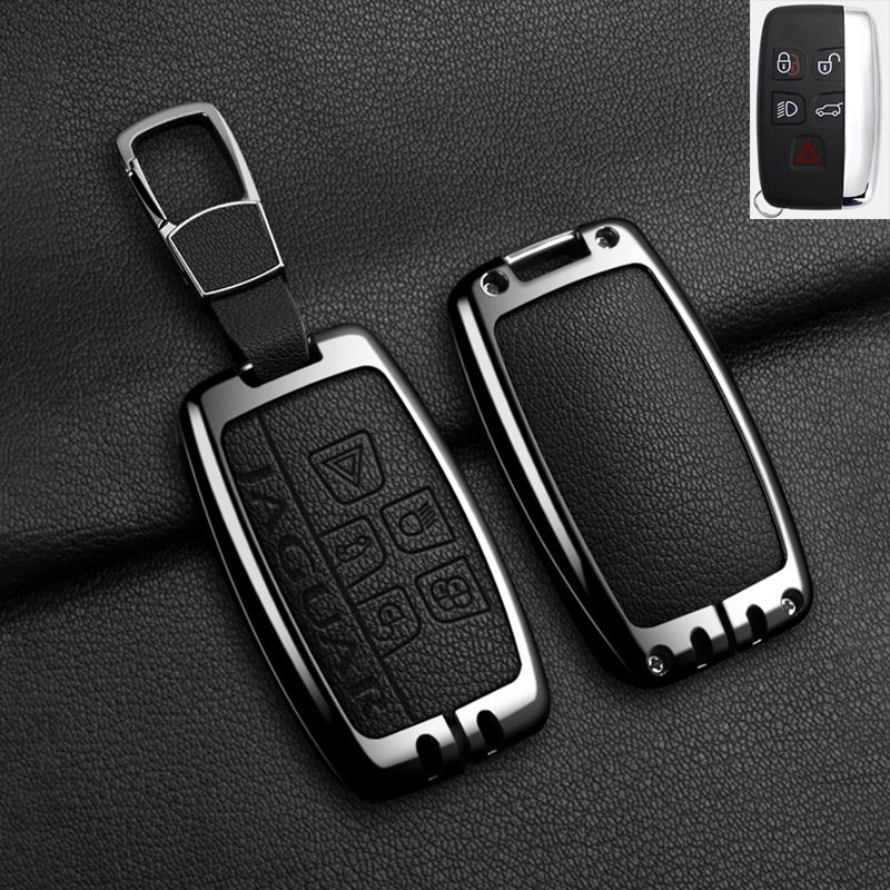 Alloy Leather Car Remote Key Case Cover For Jaguar XF XJ XE S-Type F-Type X-Type F-Pace I-Pace E-Pace Android XFR XKR Keychain