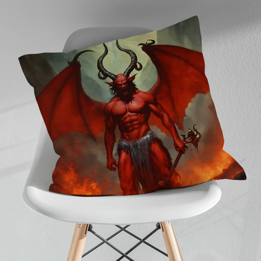 Fear Art Dark Devil Satan Various Sizes Square Pillow Case For Car Home Bedchamber Decor Birthday Gift