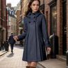 European Size Women's Mid-Length Wool Hooded Double-Breasted Cape Coat