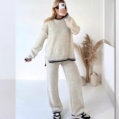 Women's Autumn and Winter Solid Colour Casual Loose Two Piece Set