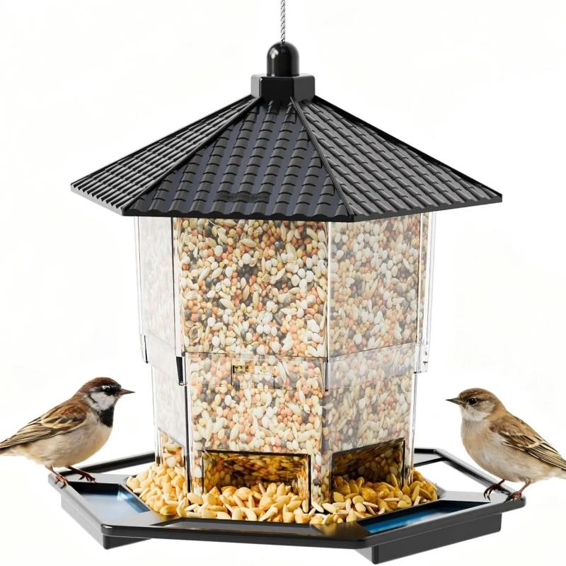 Bird Feeders for Outdoors Hanging Weather Resistant Wild Bird Feeder with 360 Degree Feeding Tray Ideal Gift for Grandpa