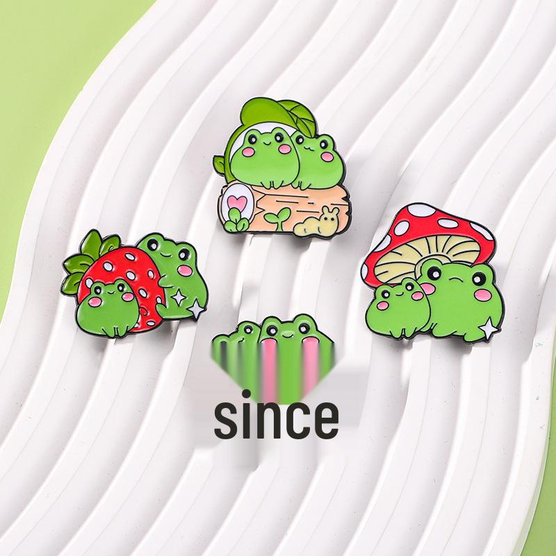 Energetic Cartoon Frog Brooch: Adjustable Waist Cinch, Anti-Exposure Badge, Cute Couple Style Book Bag Decoration.