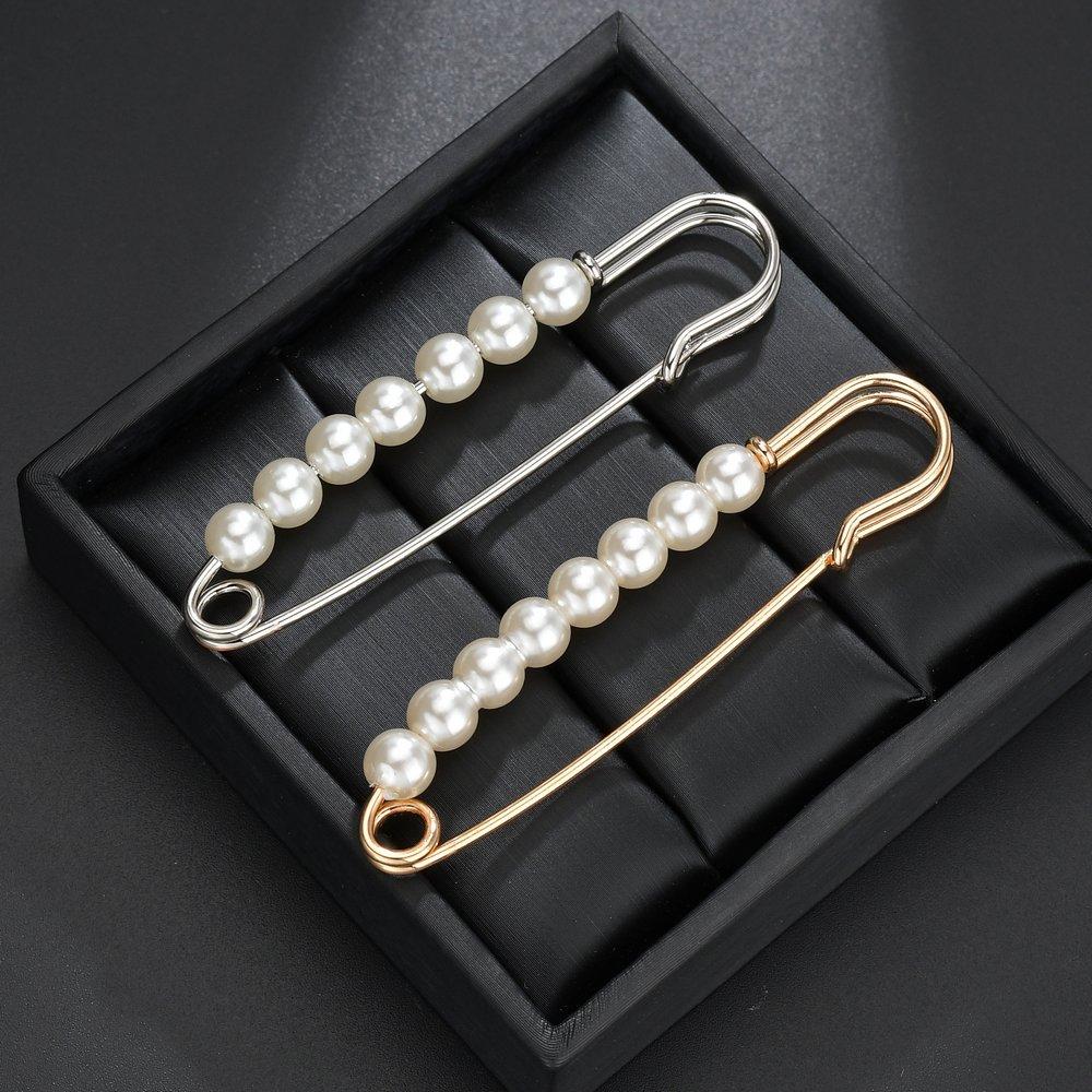 Simple Imitation Pearl Beaded Brooch for Women's Classic Casual Jewelry Clothing Accessories