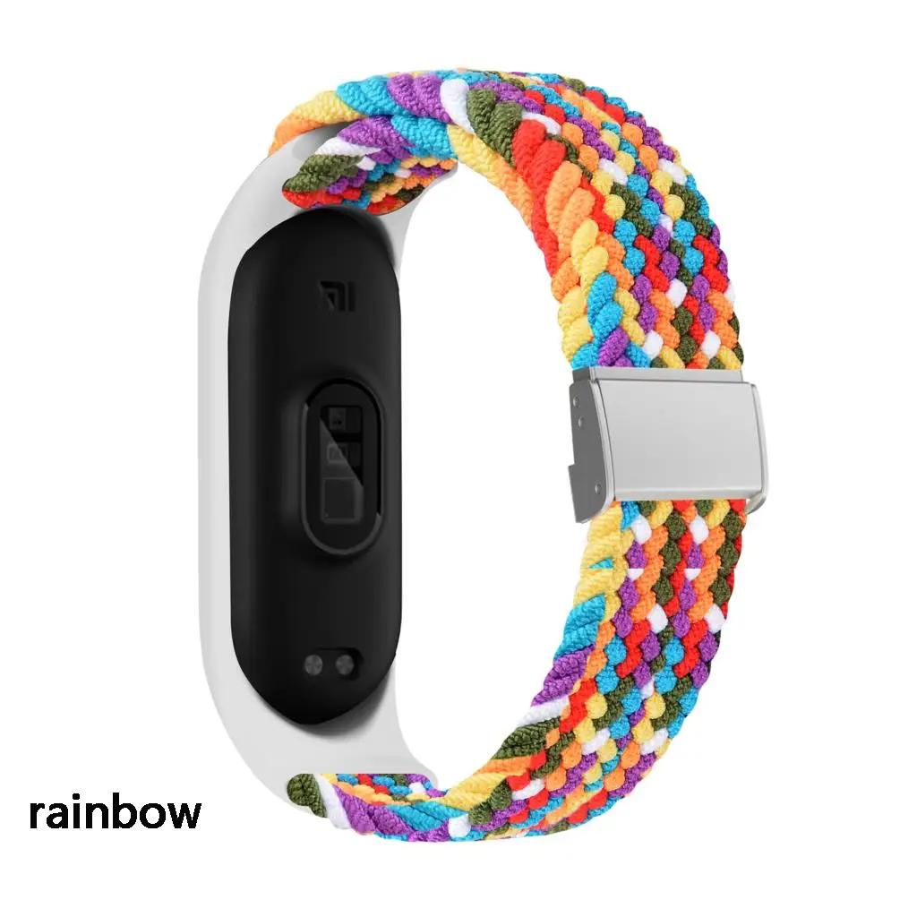 Nylon Braided Strap For Mi Band 7 6 5 Stainless Steel Buckle Elastic Adjustable Bracelet Band for Xiaomi Miband 4 3 5 6