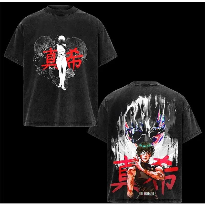 

Gojo Satoru Jujutsu Kaisen Graphic T Shirt Men Short Sleeve Cotton Tshirts Vintage Washed Tee Harajuku Male Oversized T-shirt XXL