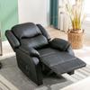 Recliner 130° Tiltable, Single Sofa Leg Rest, Pull-out Recliner PU Leather Armchair, Reclining Chair Side Pocket, Living Room, Black