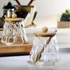 Exquisite Glass Tree Shape Honey Jar with Lid Heat Resistant Honey Container Clear Wood Stirring Rod Jam Jar Dining Table