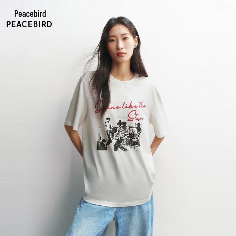 Женская свободная футболка Peacebird в стиле рок, с коротким рукавом M